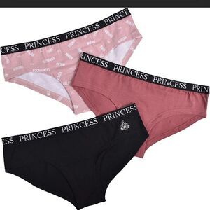 Disney Princess cotton hipster panties pink mauve black 3pk